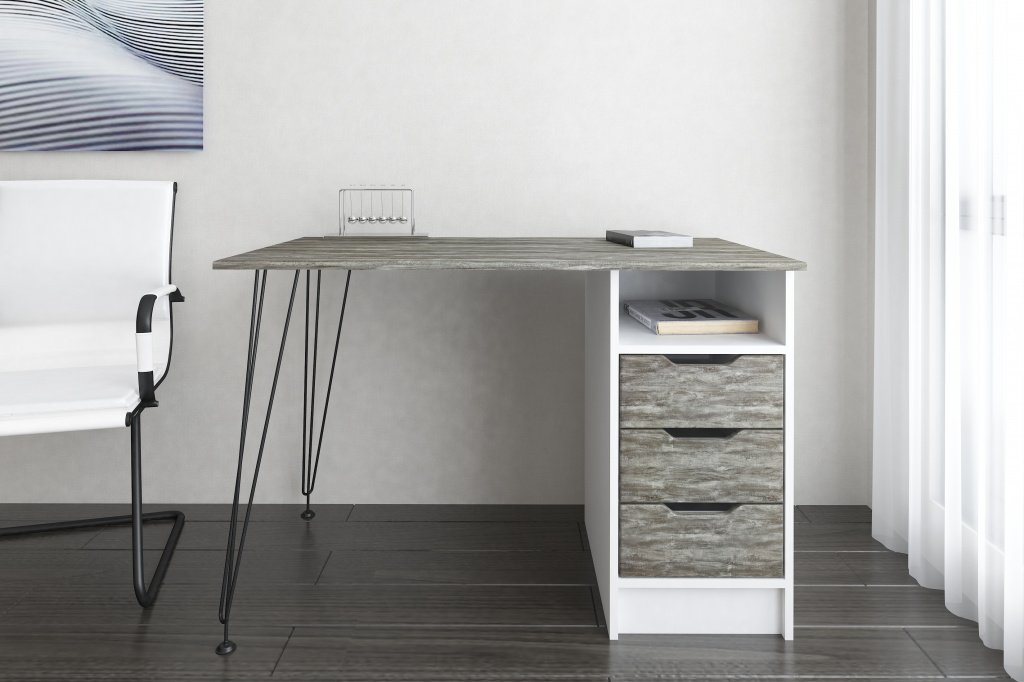 письменный стол МегаKraft 2 белый - дуб винтаж графит.jpg