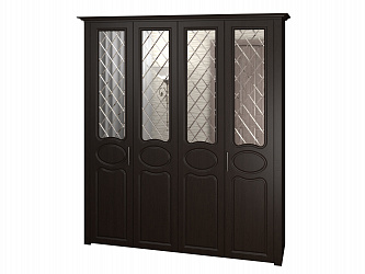 Шкаф 4-х дверный "Дегар Люкс" складные глухие фасады с зеркалом гравировка